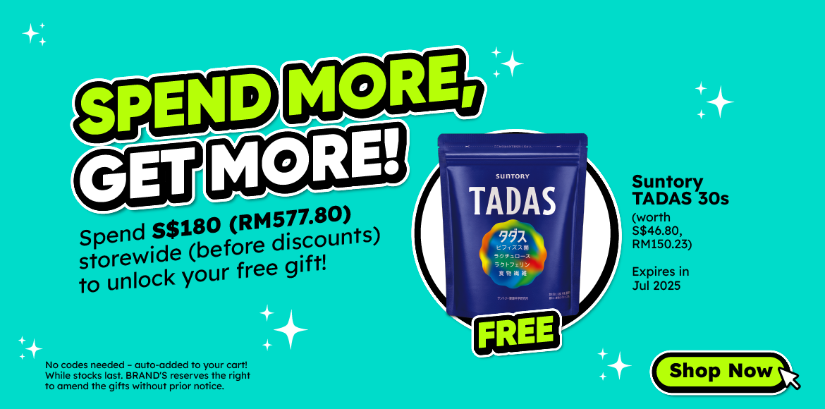 Min. S$180 (RM577.80) Storewide Spend (before discount), Free Suntory TADAS 30s, while stocks last