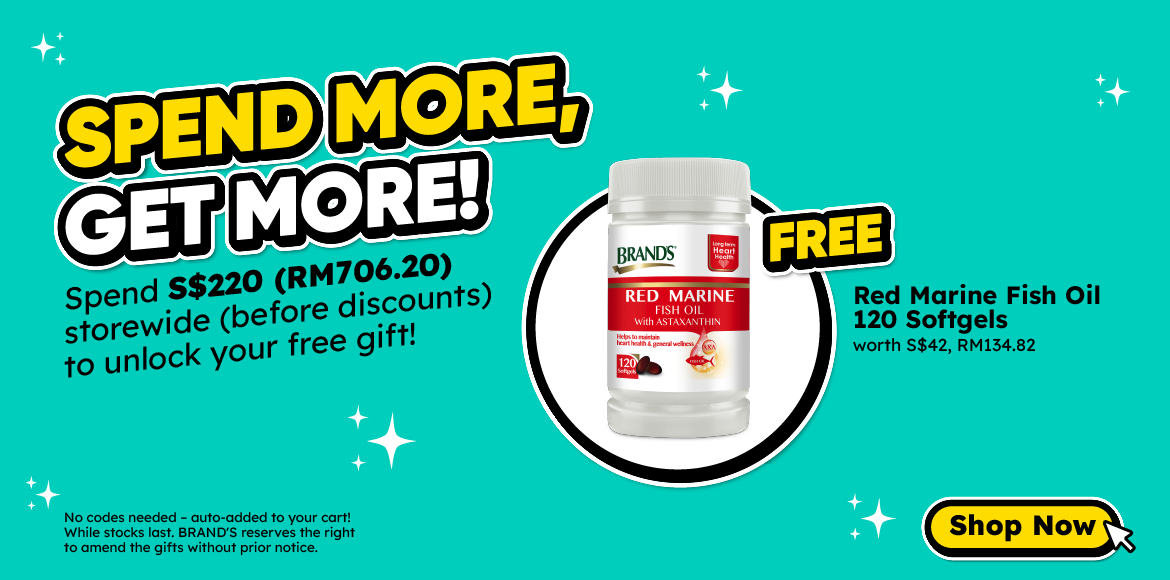Receive 1 FREE Red Marine Fish Oil with Min. Spend of S$220 (RM706.20) !